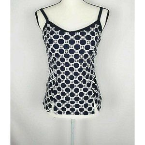 Tropical Escape Swimsuit Tankini Top Blue White M
